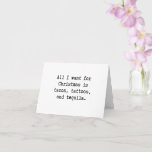 Tacos, tatueringar, tequila julkort kort