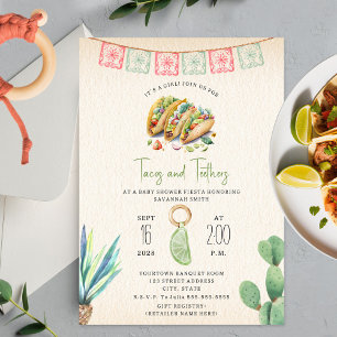 Tacos & Teethers Baby Shower Fiesta Inbjudningar