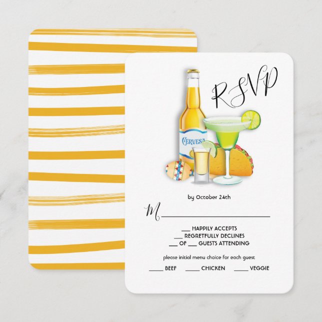 Tacos Tequila & Beer Meny Val RSVP-kort Inbjudningar (Fram/baksida)