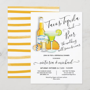 Tacos Tequila & Beer Rehearsal Dinner Fiesta Invit Inbjudningar