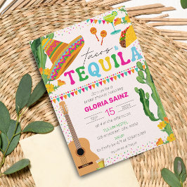 Tacos Tequila Fiesta Mexican Vibrant Möhippa Inbjudningar