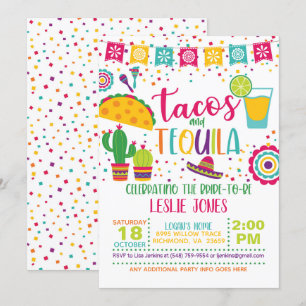 Tacos & Tequila Inbjudningskort för möhippan - Wh