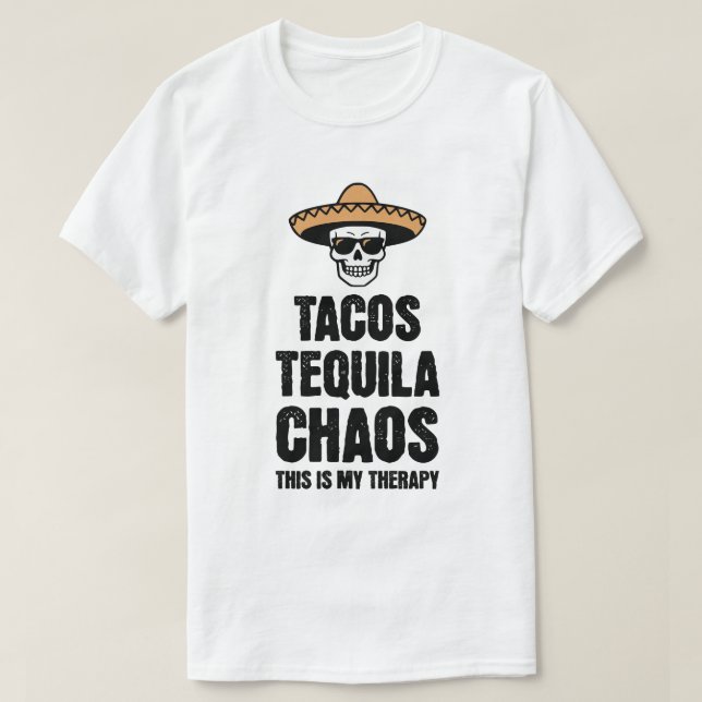 Tacos Tequila Kaos Terapi T-shirt för roliga älska (Design framsida)