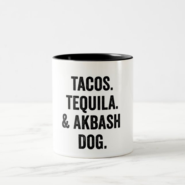 Tacos Tequila och Akbash Hund Funny Två-Tonad Mugg (Center)