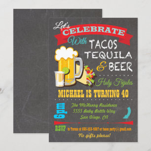 Tacos, Tequila och Beer Fiesta-festinvitation Inbjudningar