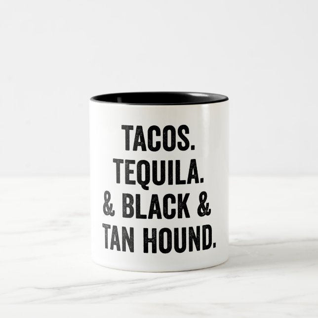 Tacos Tequila och Black och Tan Hound Två-Tonad Mugg (Center)
