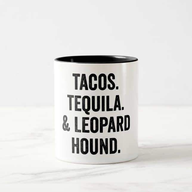 Tacos Tequila och Leopard Hound Två-Tonad Mugg (Center)