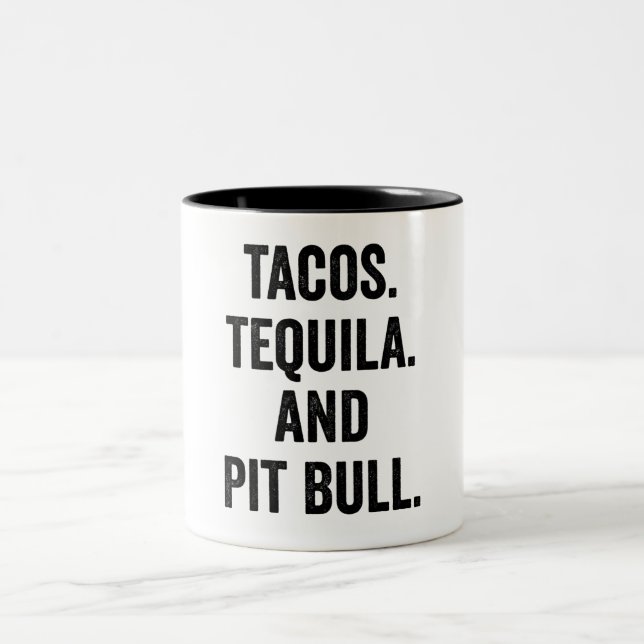Tacos Tequila och Pit Bull Två-Tonad Mugg (Center)