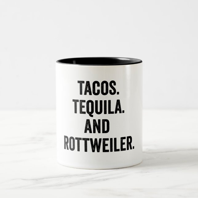 Tacos Tequila och Rottweiler Två-Tonad Mugg (Center)