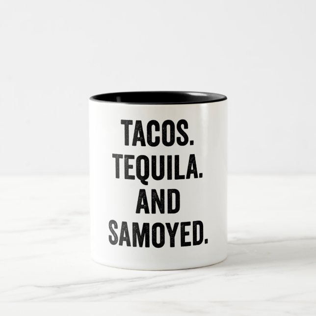 Tacos Tequila och Samoyed Två-Tonad Mugg (Center)