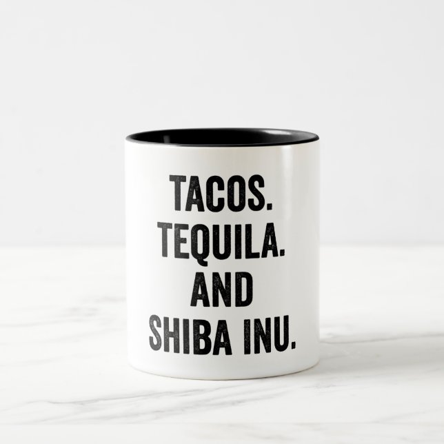 Tacos Tequila och Shiba Inu Två-Tonad Mugg (Center)