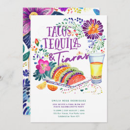 Tacos Tequila Tiaras Last Fiesta Bachelorette Inbjudningar