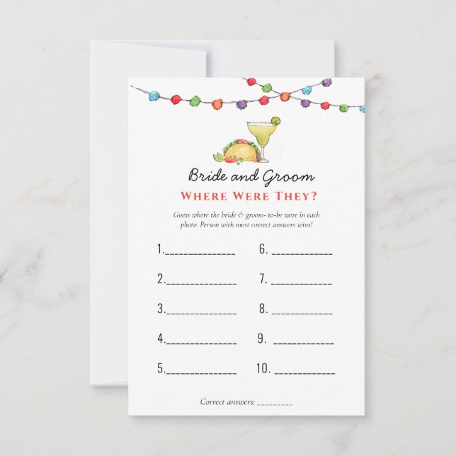 Tacos & Tequila "Var var de" Sällskapsspel Inbjudningar (Framsida)