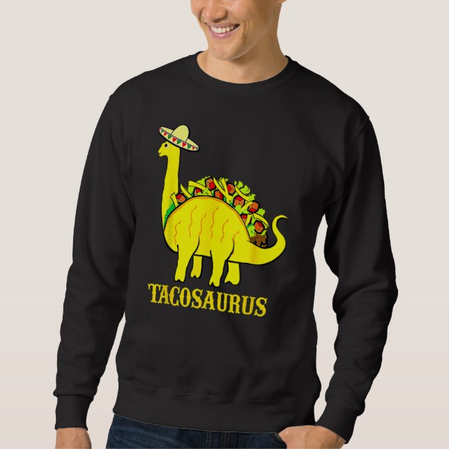 Tacosaurus Cinco De Mayo Shirt Funny Taco Dinosaur Lång Ärmad Tröja (Framsida)