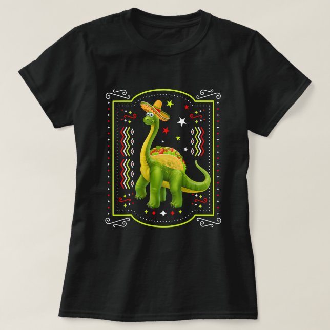 Tacosaurus Cinco De Mayo Shirt Funny Taco Dinosaur T Shirt (Design framsida)