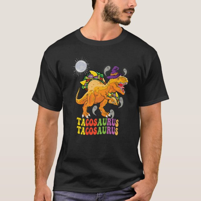Tacosaurus färg Groovy bära häxhat spöken och T Shirt (Framsida)