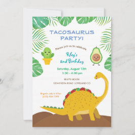 Tacosaurus Födelsedagsfest - dinosaurer och takos! Inbjudningar