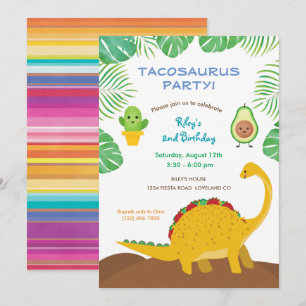 Tacosaurus Födelsedagsfest - dinosaurer och takos! Inbjudningar