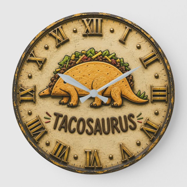Tacosaurus Funny Taco Dinosaur  Stor Klocka (Framsida)