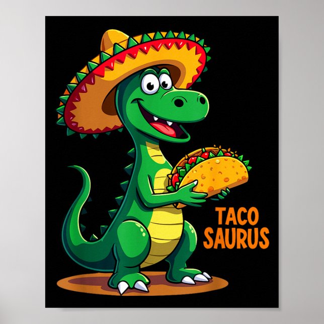 Tacosaurus mexikansk dino trex cinco de mayo småba poster (Framsidan)
