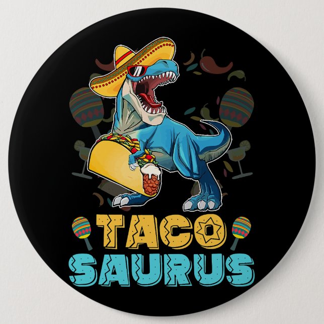 Tacosaurus Shirt Kid Taco Cinco de Mayo Kid Dinosa Knapp (Framsida)