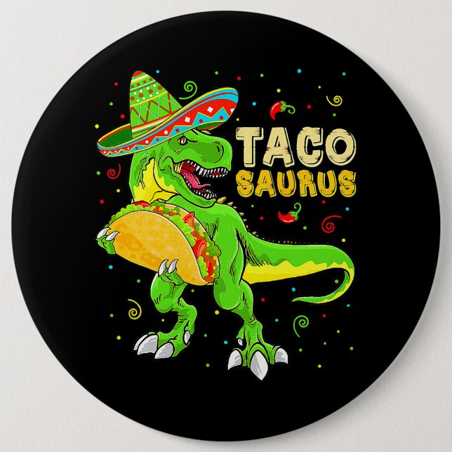 Tacosaurus Shirt Taco Cinco De Mayo Kids Boys Dino Knapp (Framsida)