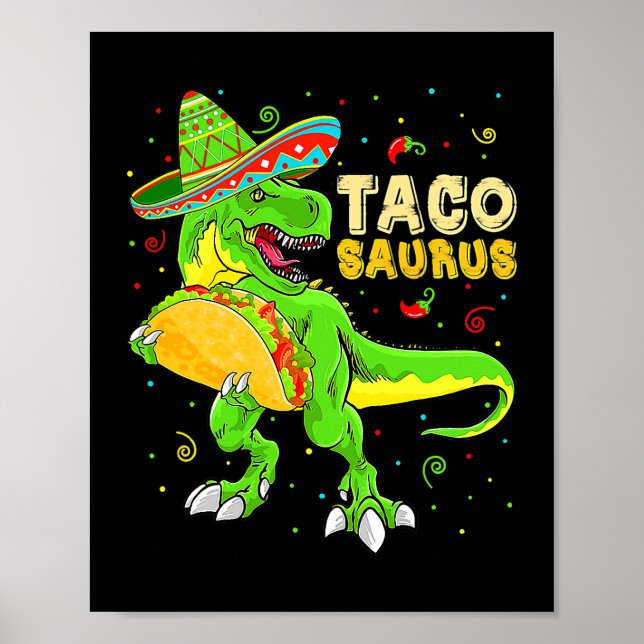 Tacosaurus Shirt Taco Cinco De Mayo Kids Boys Dino Poster (Framsidan)