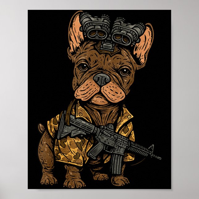 Tactical Frenchie Funny Dog Bulldog With Nvg Meme  Poster (Framsidan)