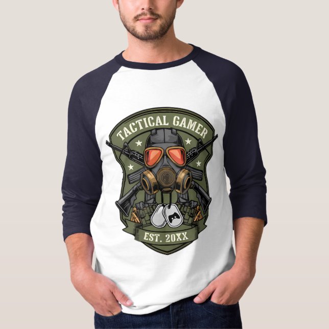 Tactical Gamer Military Badge Emblem T Shirt (Framsida)