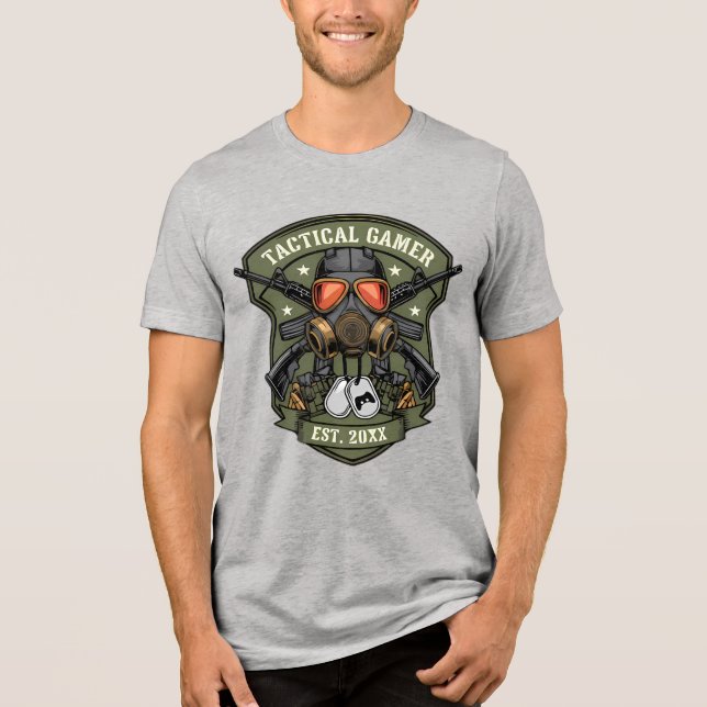 Tactical Gamer Military Badge Emblem T Shirt (Framsida)