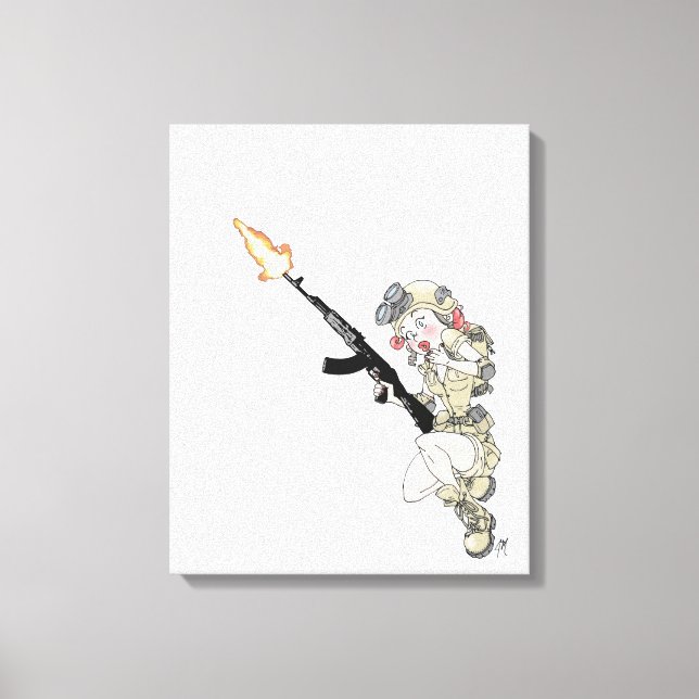 "Tactical Pinup - Oopsie"-utskrift av Jaime Munt Canvastryck (Framsida)