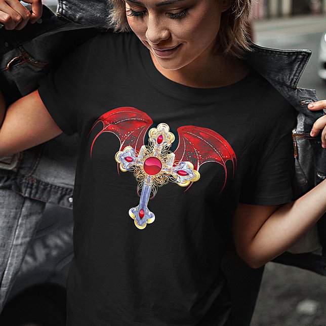 Tadade Red Jeweled Guld Tipping Christian Kor T Shirt (Skapare uppladdad)