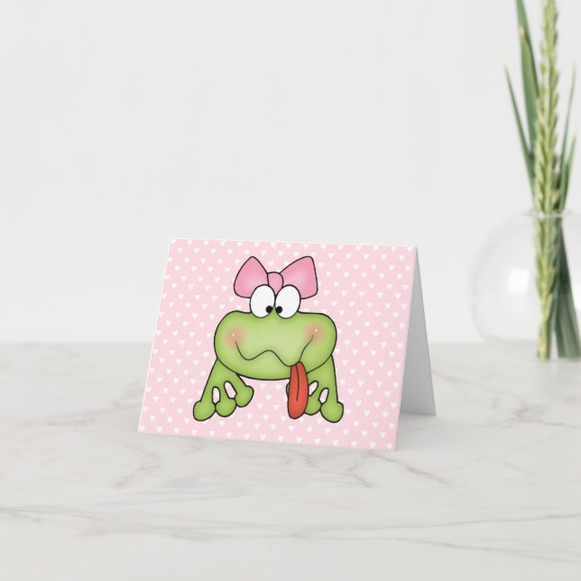Tadally Cute Girl Frog Blank Card Kort (Framsida)