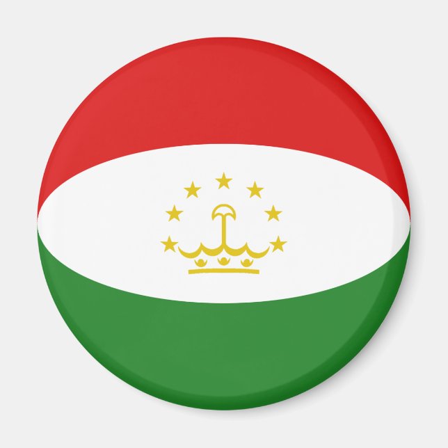 Tadzjikistan Fisheye Flagga Magnet (Framsidan)