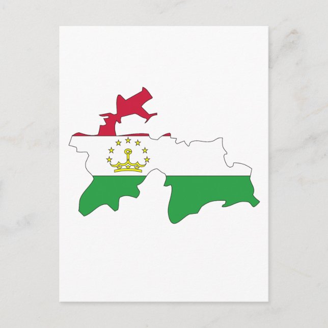 Tadzjikistan flagga karta vykort (Framsida)