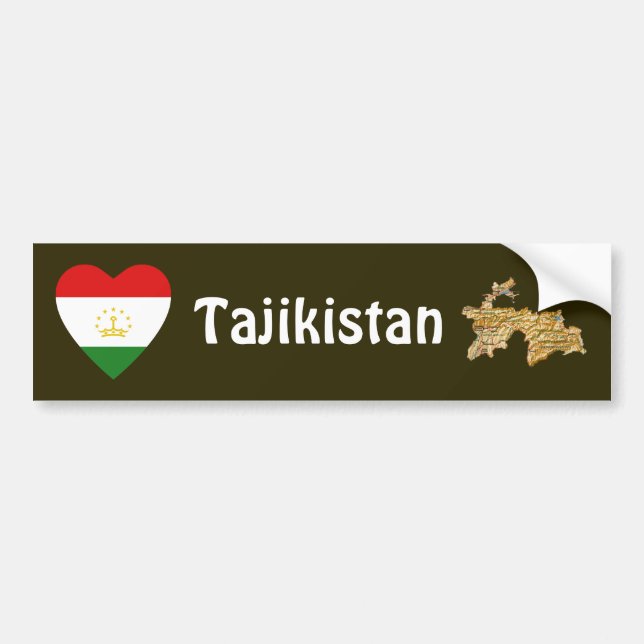 Tadzjikistan flaggahjärta + Kartabildekal Bildekal (Framsidan)