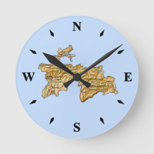Tadzjikistan Karta Clock Rund Klocka