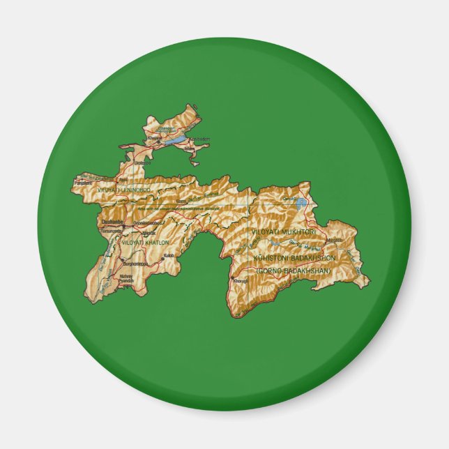 Tadzjikistan Karta Magnet (Framsidan)