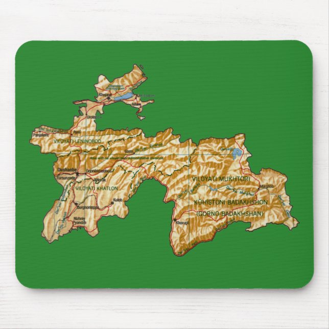 Tadzjikistan karta Mousepad Musmatta (Framsidan)