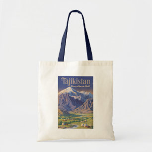 Tadzjikistan Landskapsillustration Resa Konst Retr Tygkasse