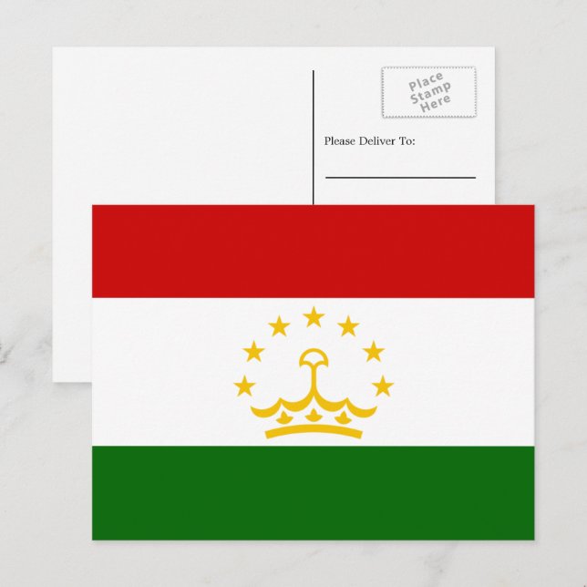 Tadzjikistani Flagga, Tadzjikistans Flagga Vykort (Fram/baksida)