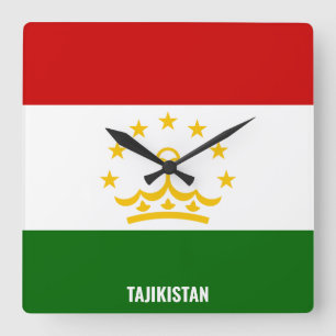 Tadzjikistans Flagga Dazzling Patriotic Fyrkantig Klocka