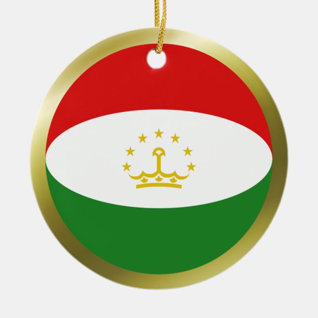 Tadzjikistans Flagga Julgransprydnad Keramik (Framsidan)
