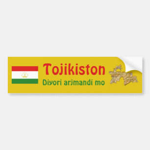 Tadzjikistans Flagga + Karta Bumper Sticker Bildekal