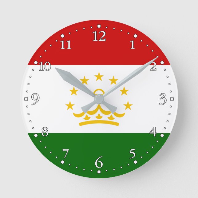 Tadzjikistans flagga rund klocka (Framsida)