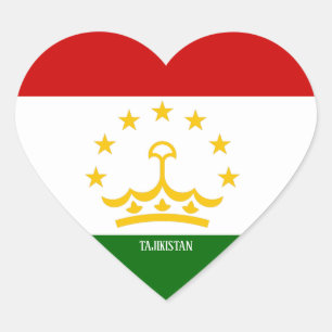 Tadzjikistans Flagga Splendid Patriotic Hjärtformat Klistermärke