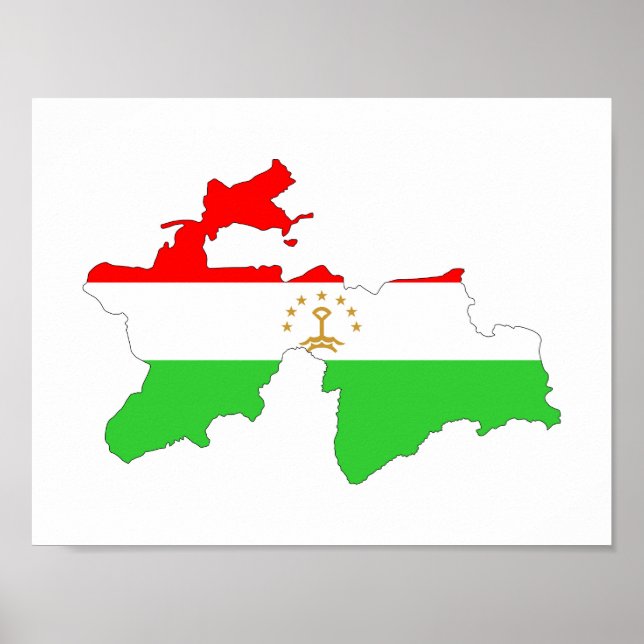 Tadzjikistans karta-symbol land poster (Framsidan)