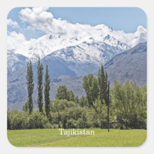 Tadzjikistans landskapsfoto fyrkantigt klistermärke