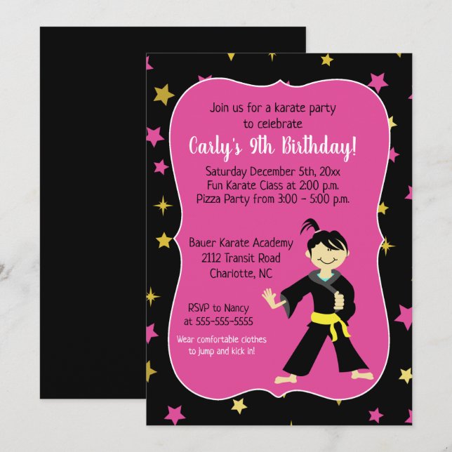 Tae Kwon Do Birthday-inbjudningar Inbjudningar (Fram/baksida)