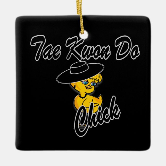 Tae Kwon Do Chick #4 Julgransprydnad Keramik (Framsida)